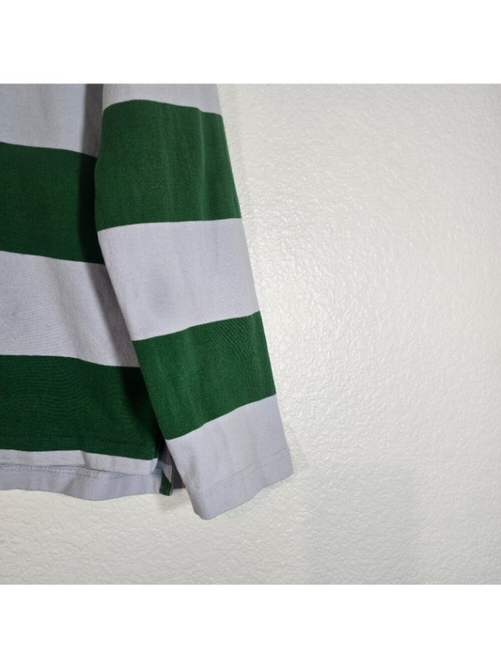 J Crew Always Polo Shirt Women Small Green Blue Rugby Striped Long Sleeve Preppy - Picture 8 of 8